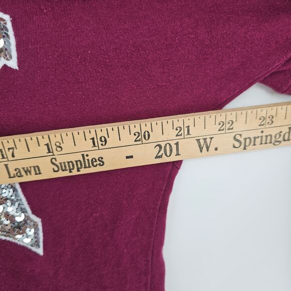 PINK Victoria’s Secret Burgundy Silver Bling Logo Varsity Campus Y2K T-Shirt S - Picture 4 of 8